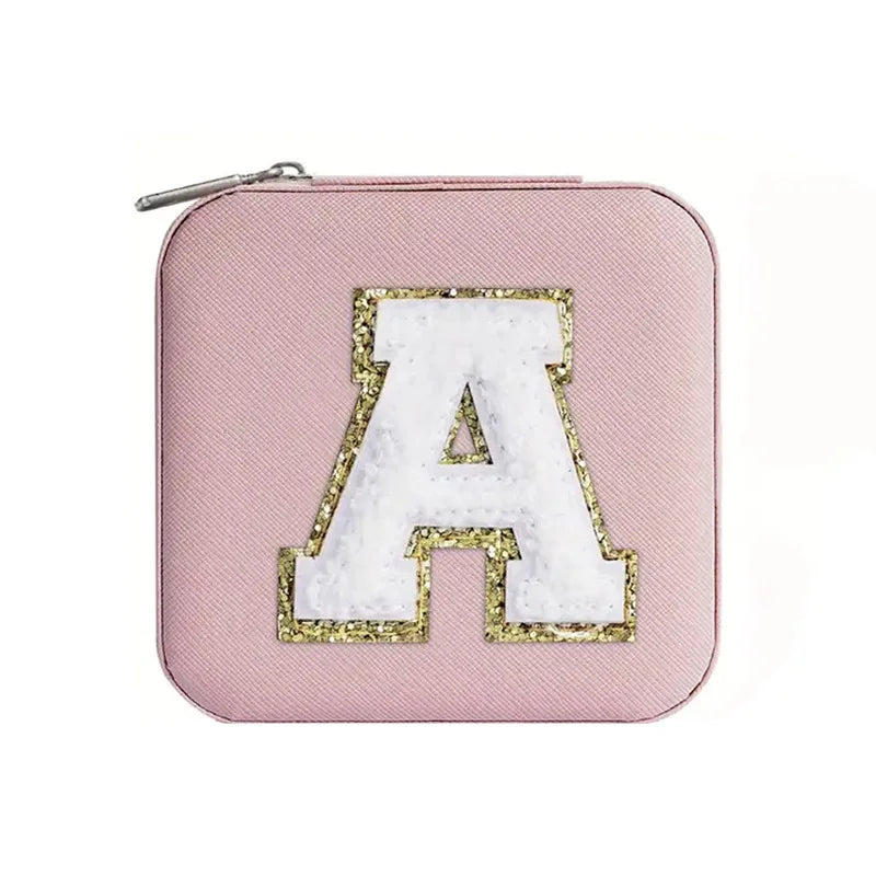 Custom Letter Jewelry Travel Case – Pink Varsity Collection