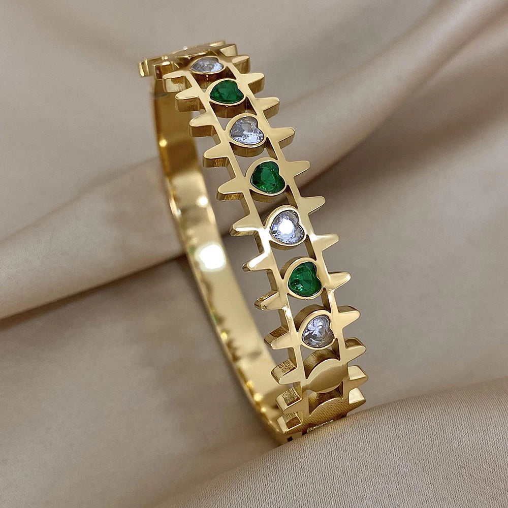 Stainless Steel Cuff Couple Bracelet Gold Silver Color