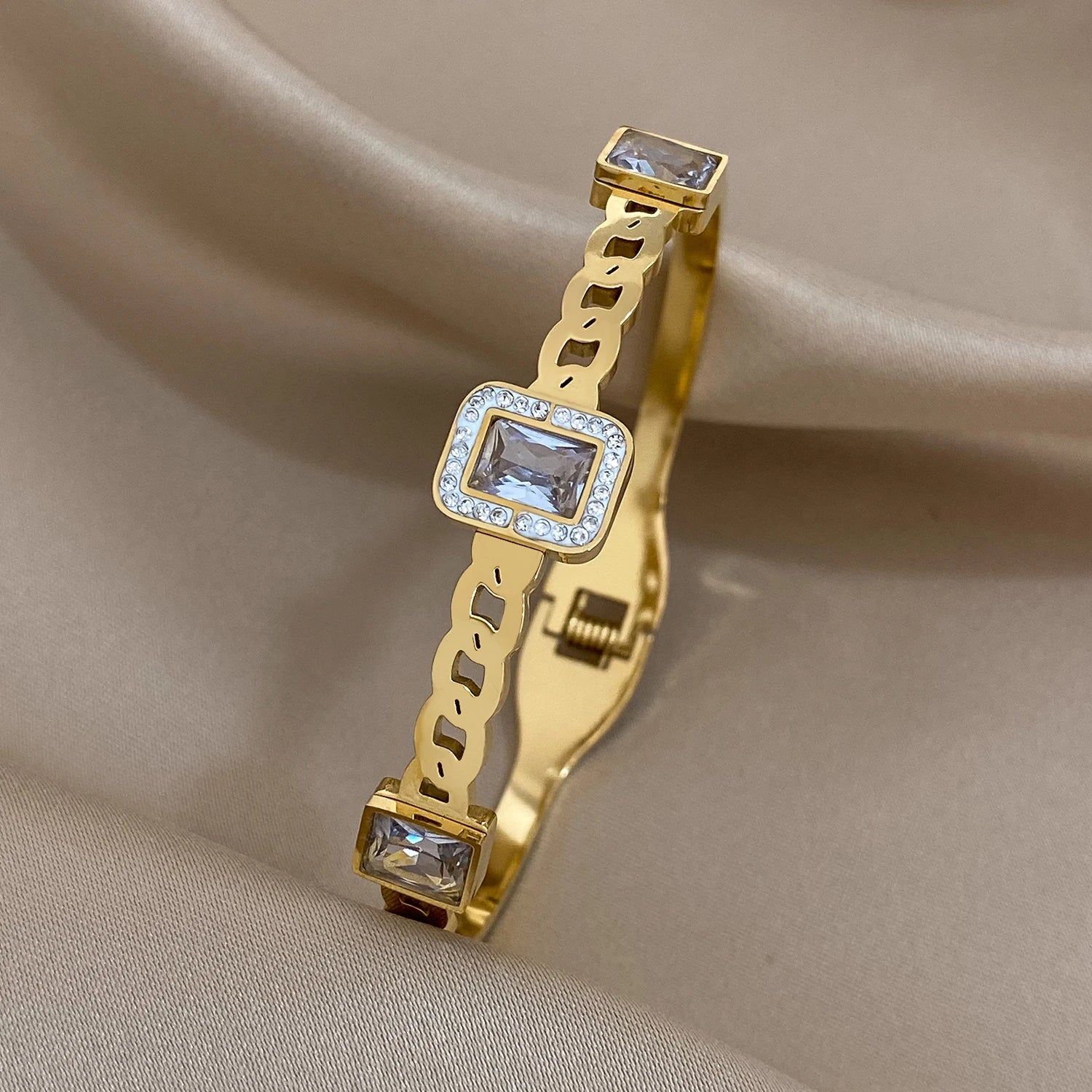 Stainless Steel Cuff Couple Bracelet Gold Silver Color