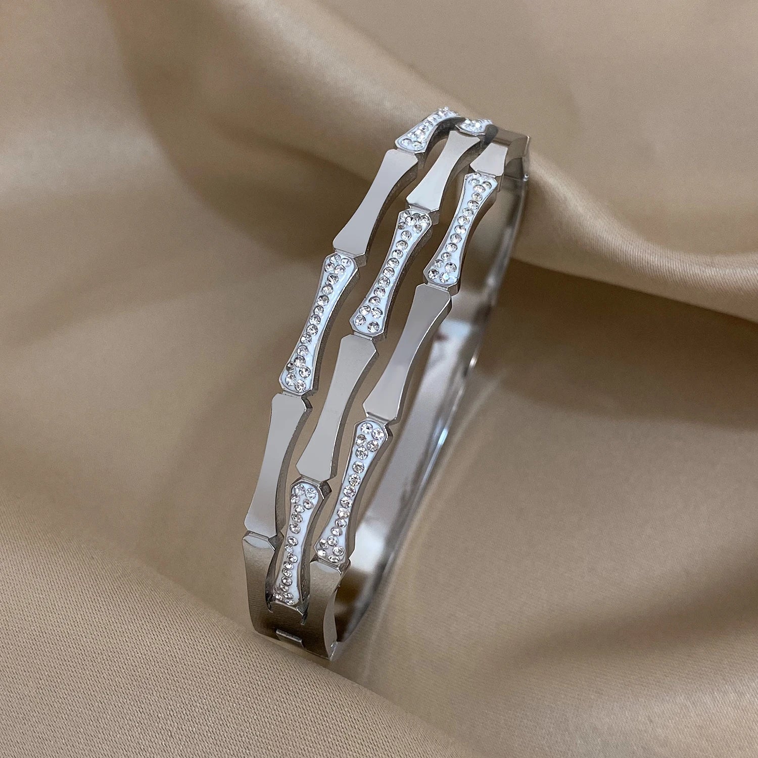 Stainless Steel Cuff Couple Bracelet Gold Silver Color