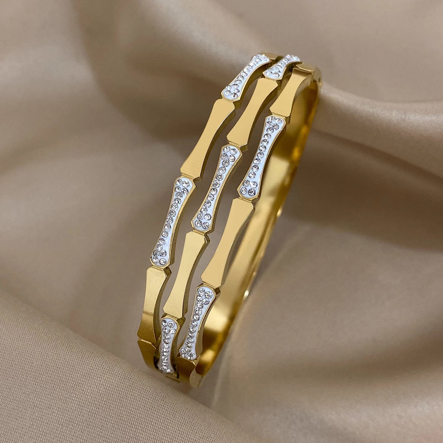 Stainless Steel Cuff Couple Bracelet Gold Silver Color