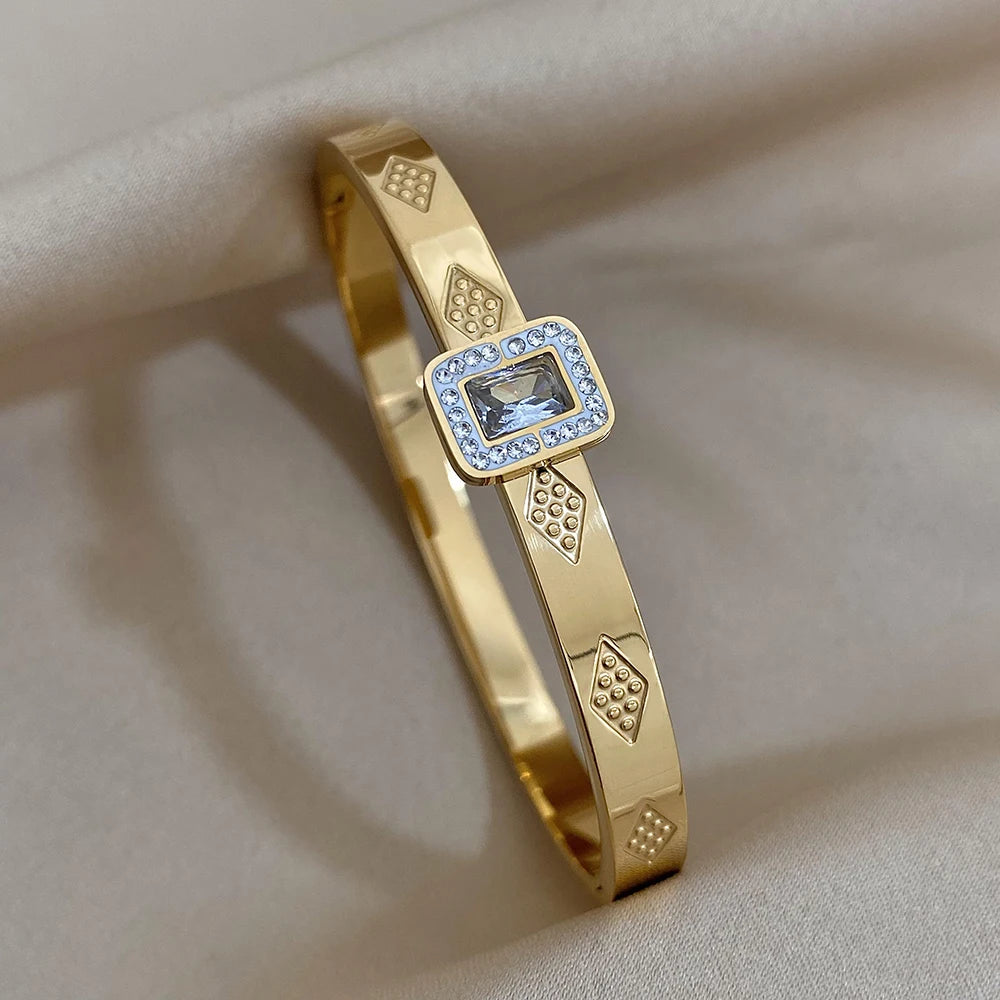 Stainless Steel Cuff Couple Bracelet Gold Silver Color