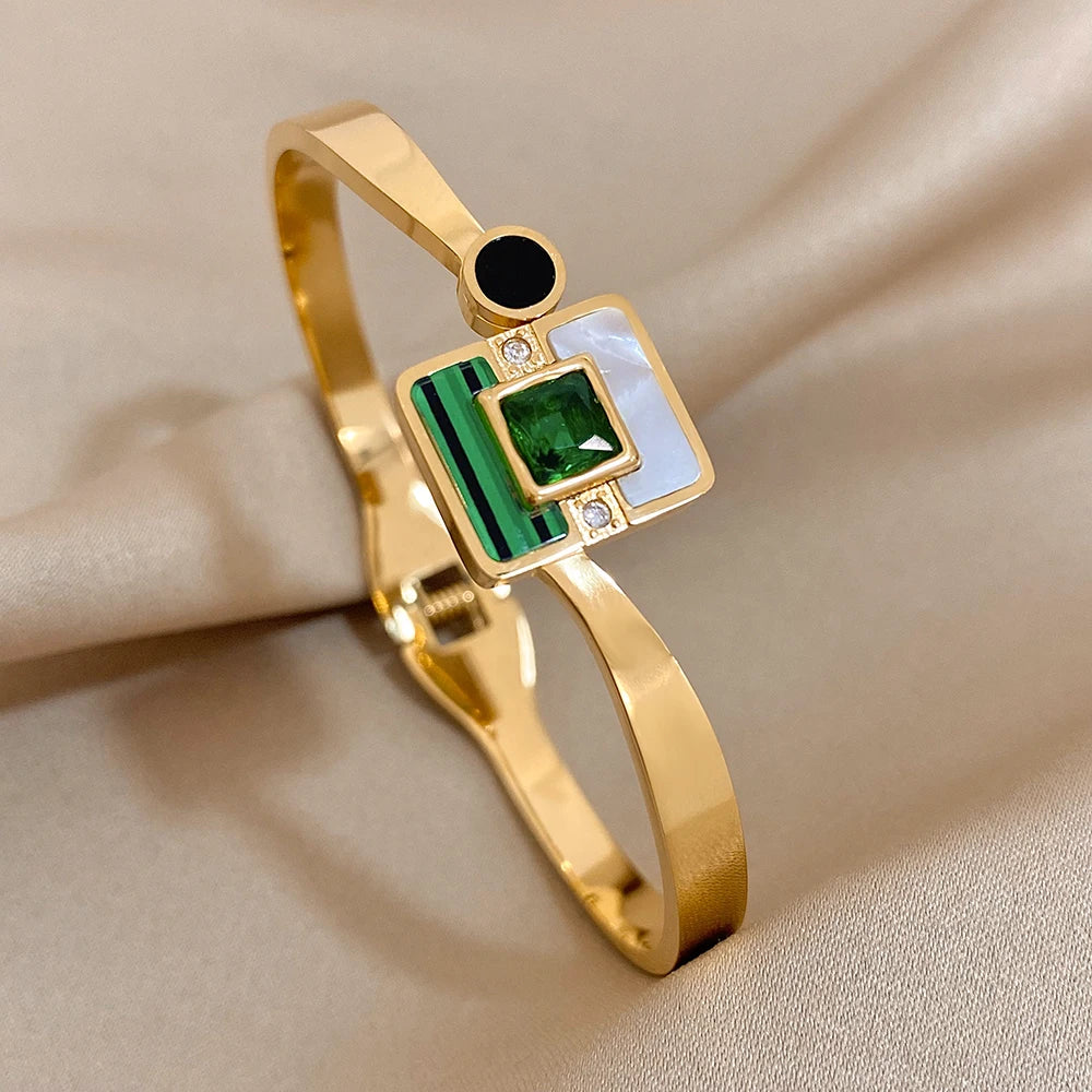 Stainless Steel Cuff Couple Bracelet Gold Silver Color
