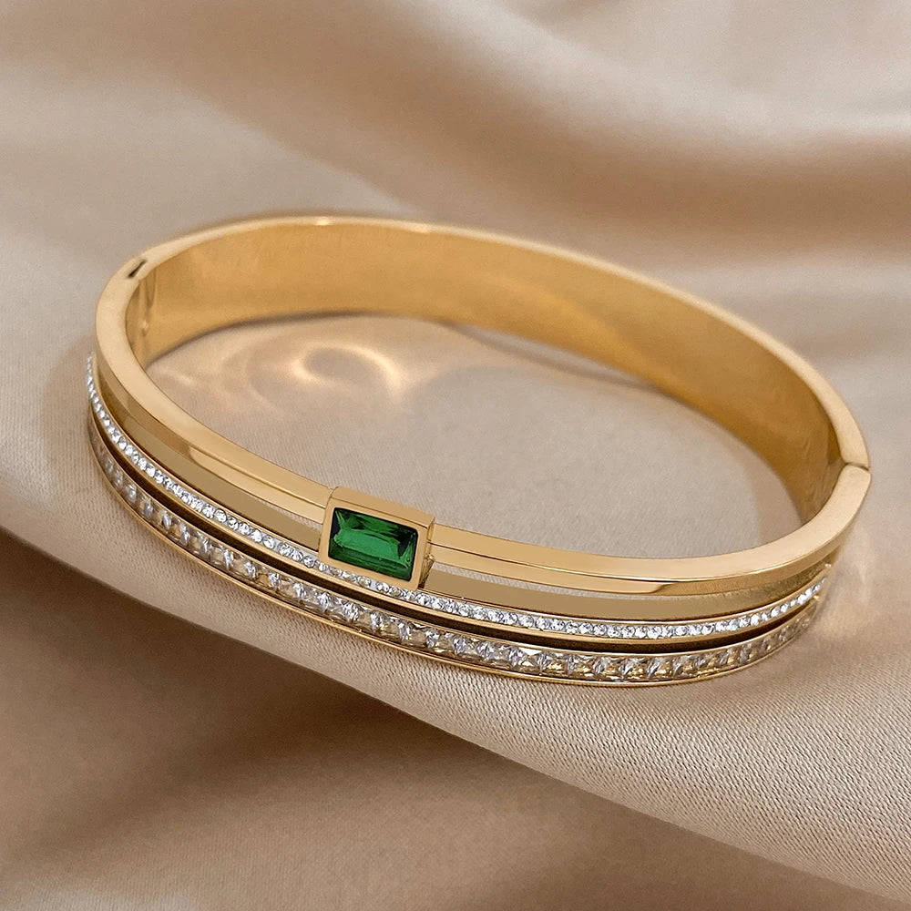 Pulseira de casal com punho de aço inoxidável cor ouro prata