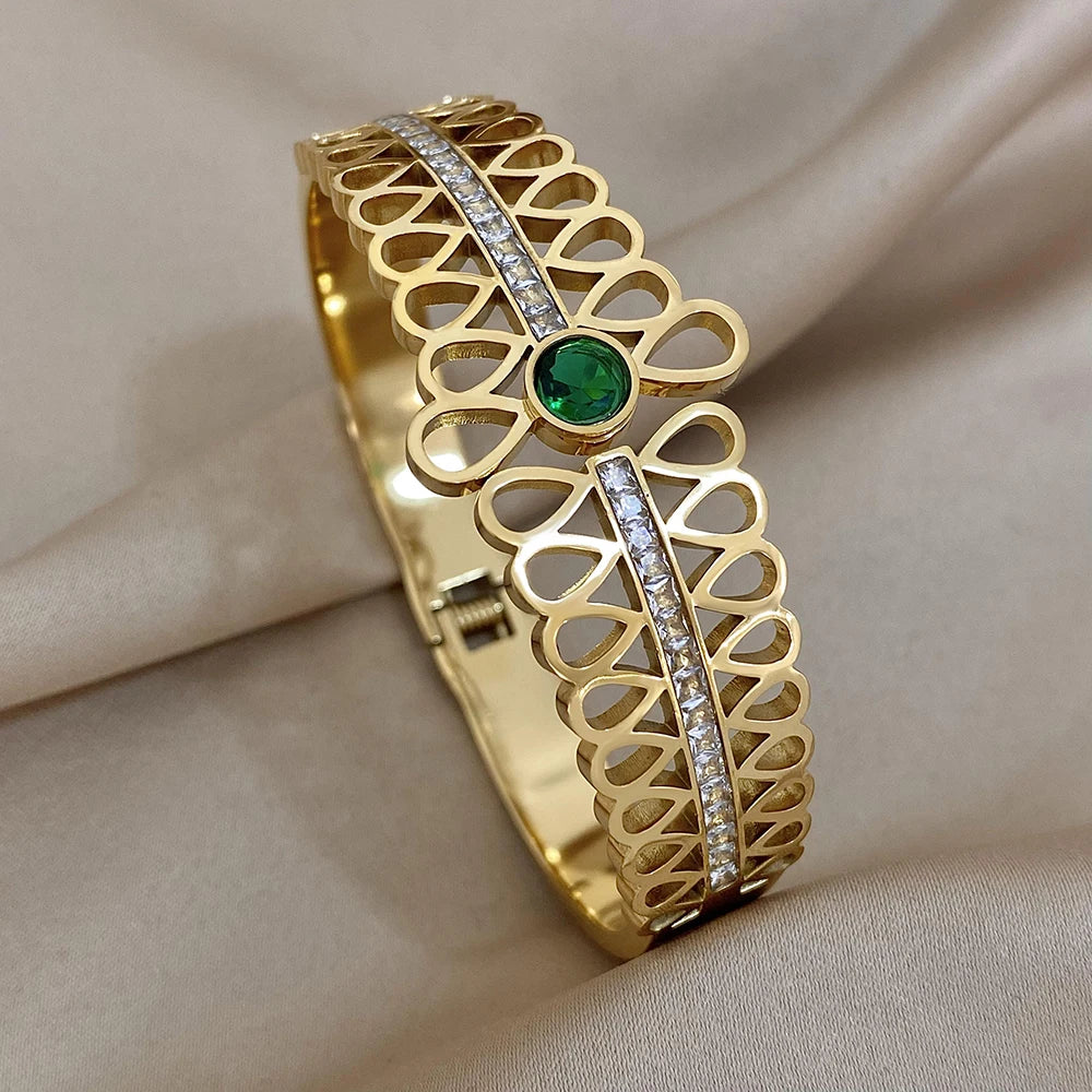 Stainless Steel Cuff Couple Bracelet Gold Silver Color