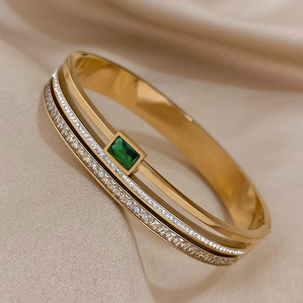 Pulseira de casal com punho de aço inoxidável cor ouro prata