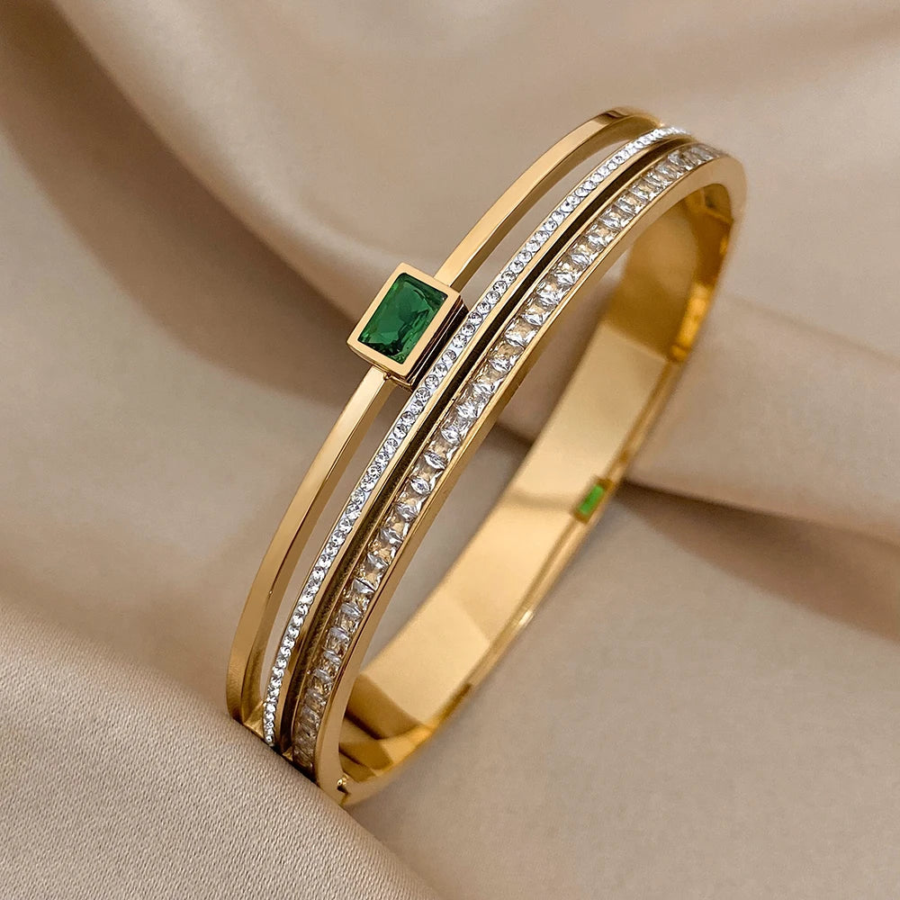 Pulseira de casal com punho de aço inoxidável cor ouro prata