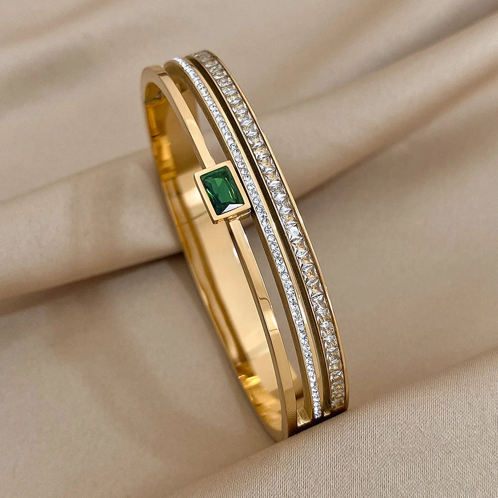 Stainless Steel Cuff Couple Bracelet Gold Silver Color