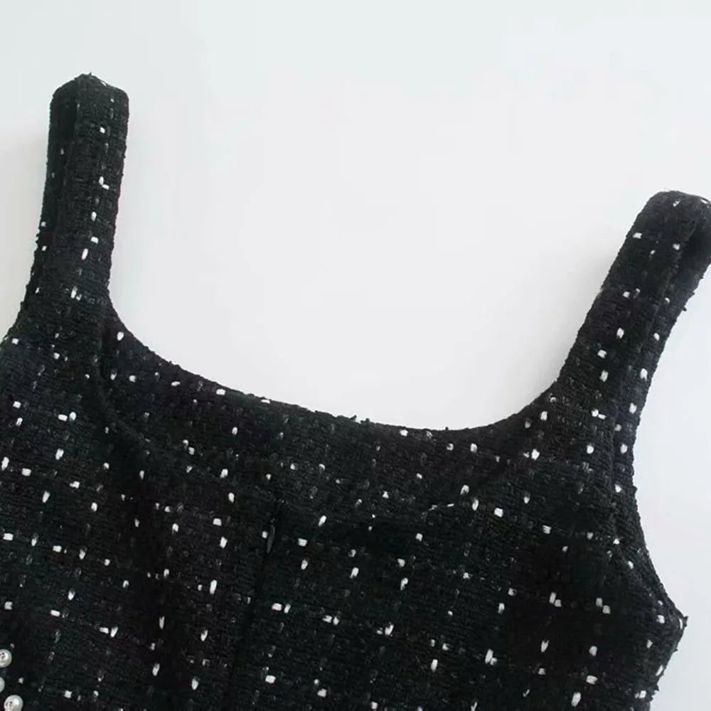 Minivestido Tweed Vintage Preto