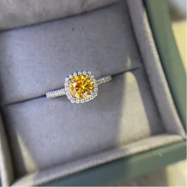 Yellow Moissanite Engagement Ring – 0.5–3CT