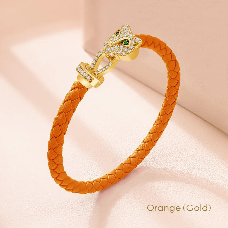 Bracelet en zircon guépard exquis de conception classique