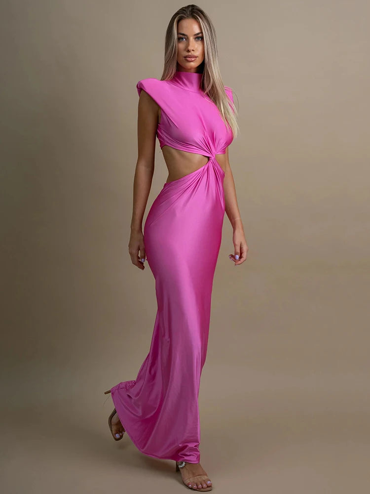 Robe Longue Col Roulé Multicolore