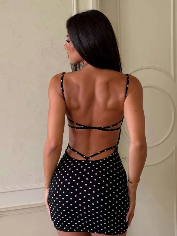 Polka Dot Backless Mini Dress – Sexy Club Style