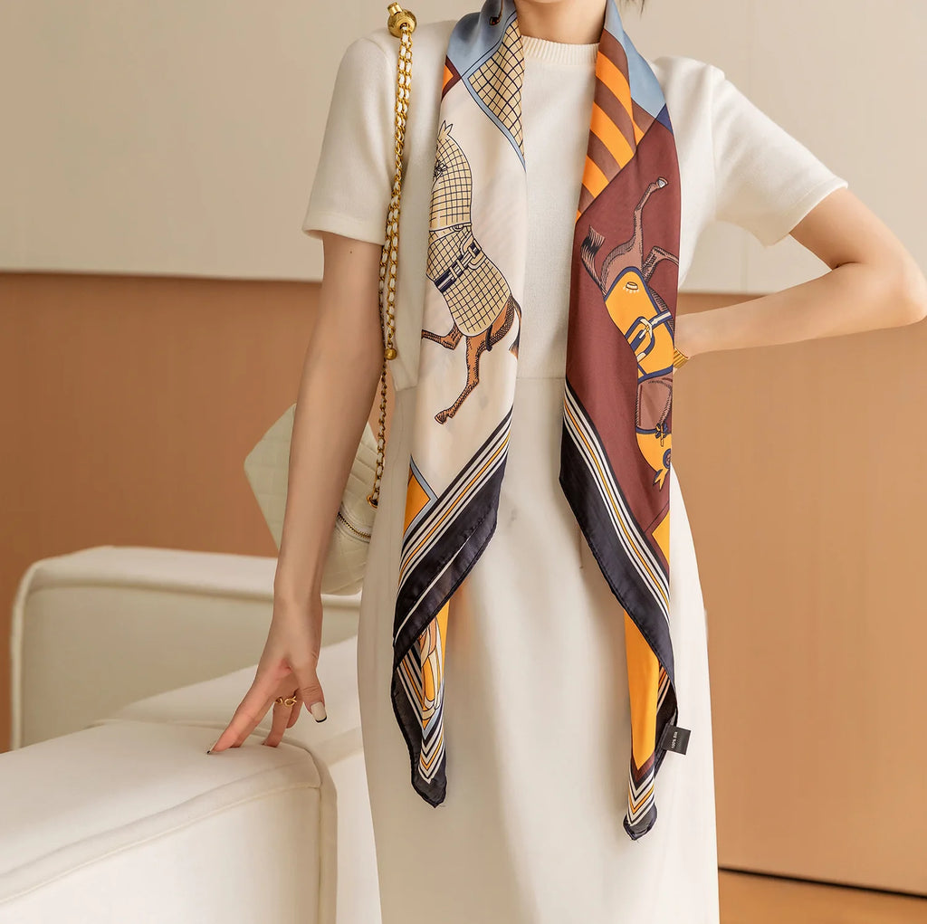 Horse Print Square Scarf – 110 x 110 cm