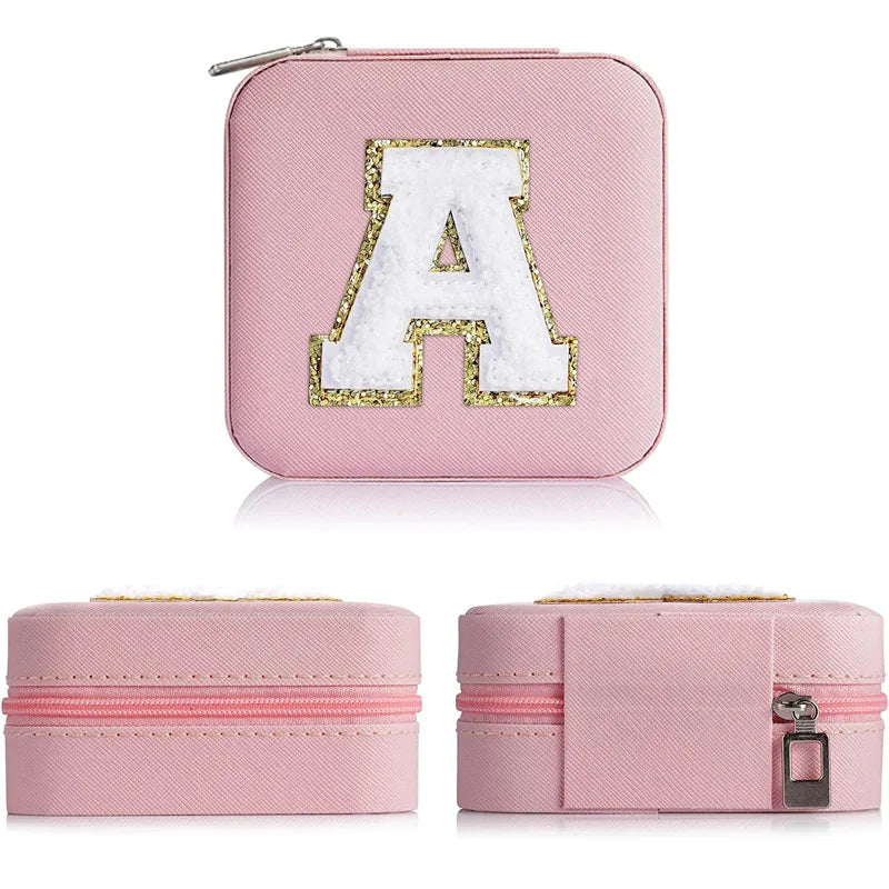 Custom Letter Jewelry Travel Case – Pink Varsity Collection