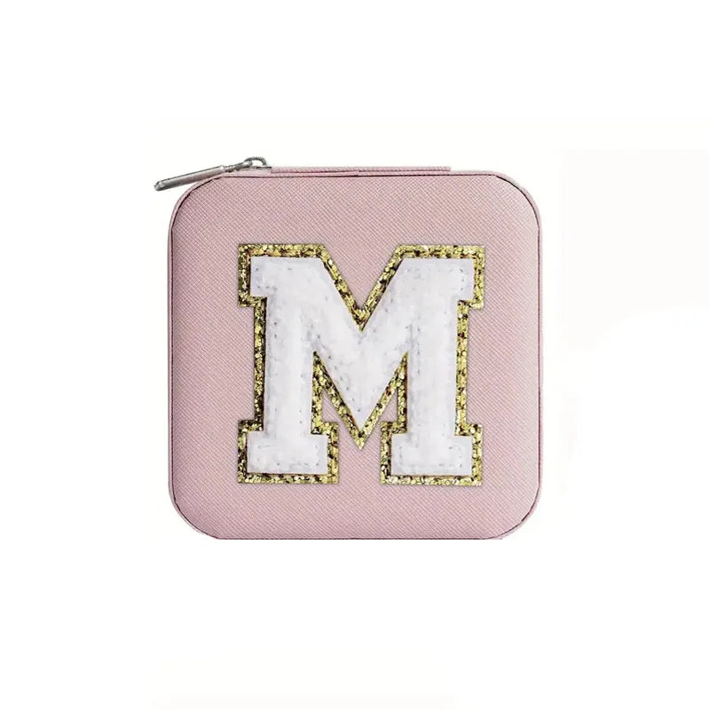 Custom Letter Jewelry Travel Case – Pink Varsity Collection