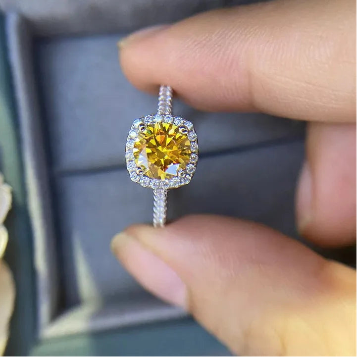 Yellow Moissanite Engagement Ring – 0.5–3CT