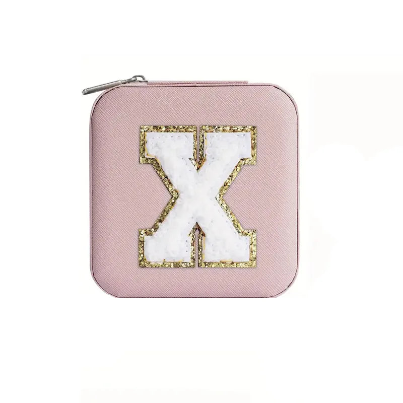 Custom Letter Jewelry Travel Case – Pink Varsity Collection
