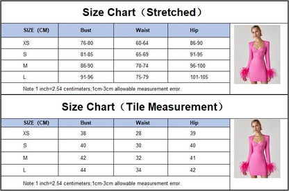 Langärmliges Mini-Verbandkleid mit Federn in Rosa und Schwarz