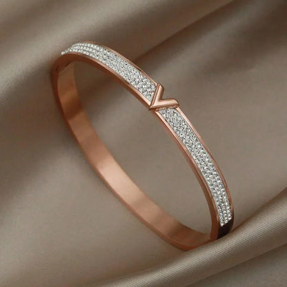 Bracelet à breloques lettre entièrement en cristal en acier inoxydable