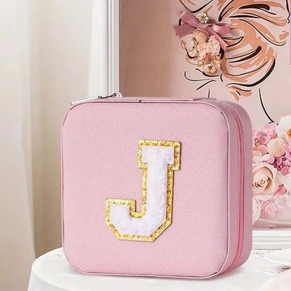 Custom Letter Jewelry Travel Case – Pink Varsity Collection
