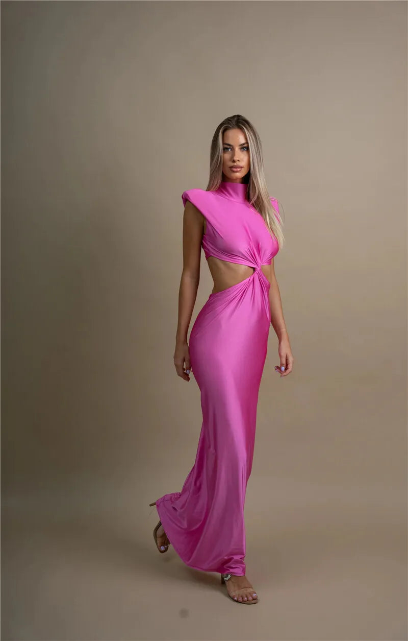 Robe Longue Col Roulé Multicolore