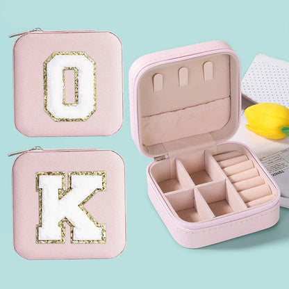 Custom Letter Jewelry Travel Case – Pink Varsity Collection