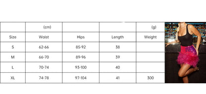 Minirock mit Pailletten und Federn
