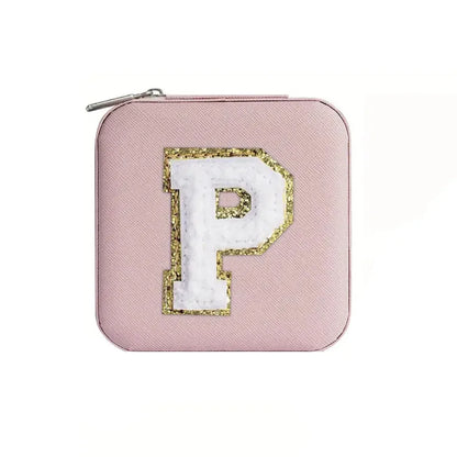 Custom Letter Jewelry Travel Case – Pink Varsity Collection