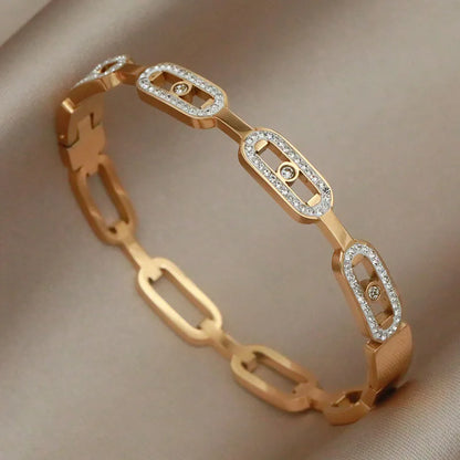 Bracelet à breloques lettre entièrement en cristal en acier inoxydable