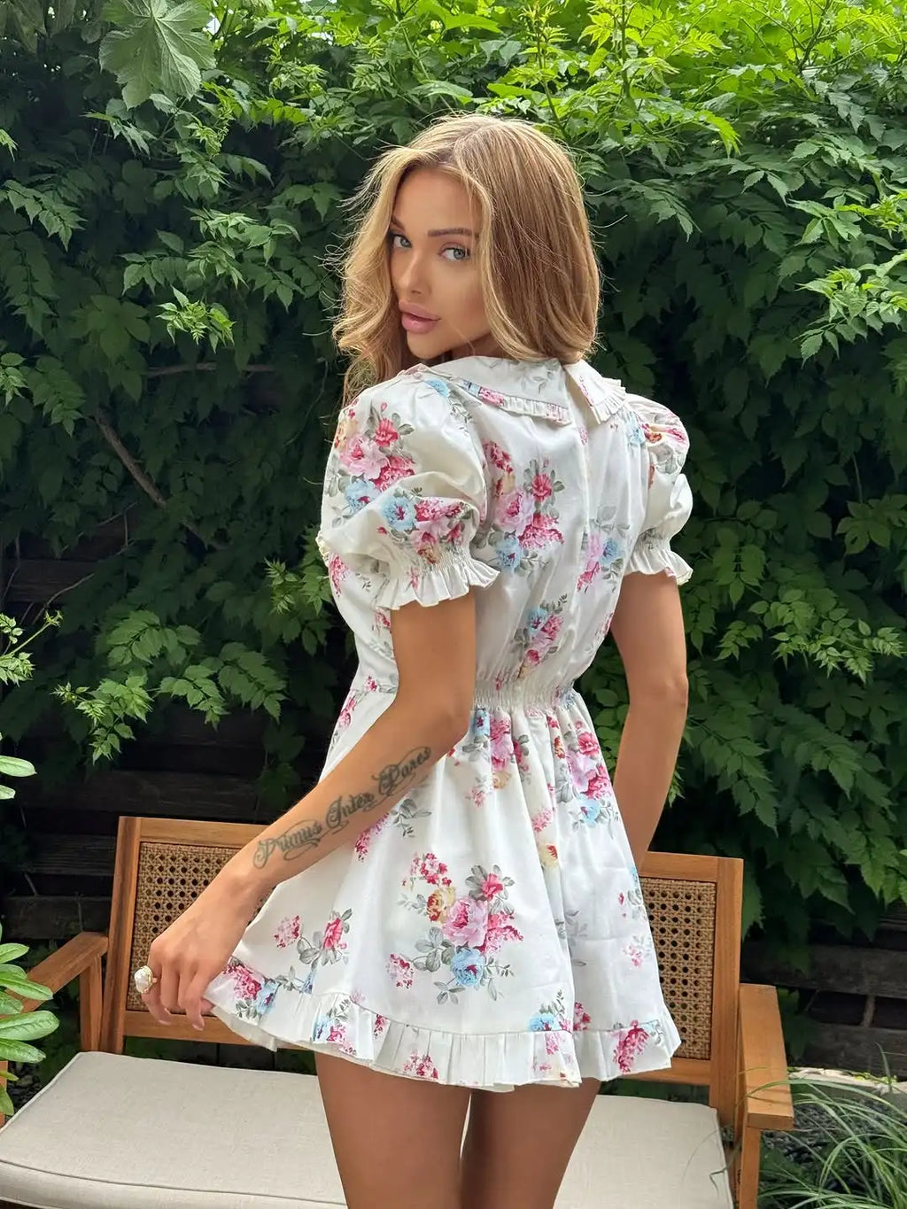 Floral Peter Pan Collar Mini Dress
