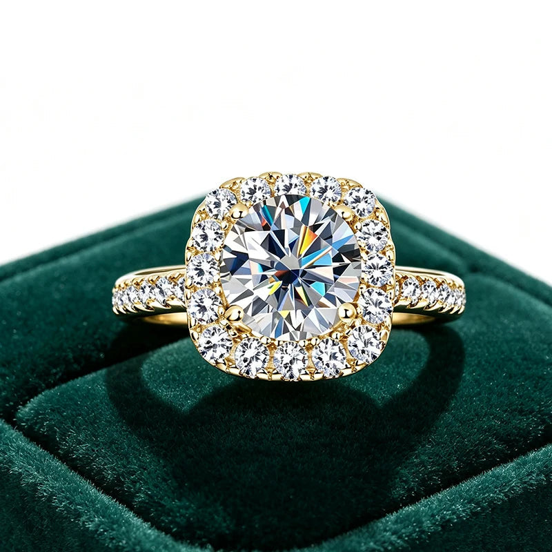 2CT Halo Moissanite Ring – 14K Gold Filled
