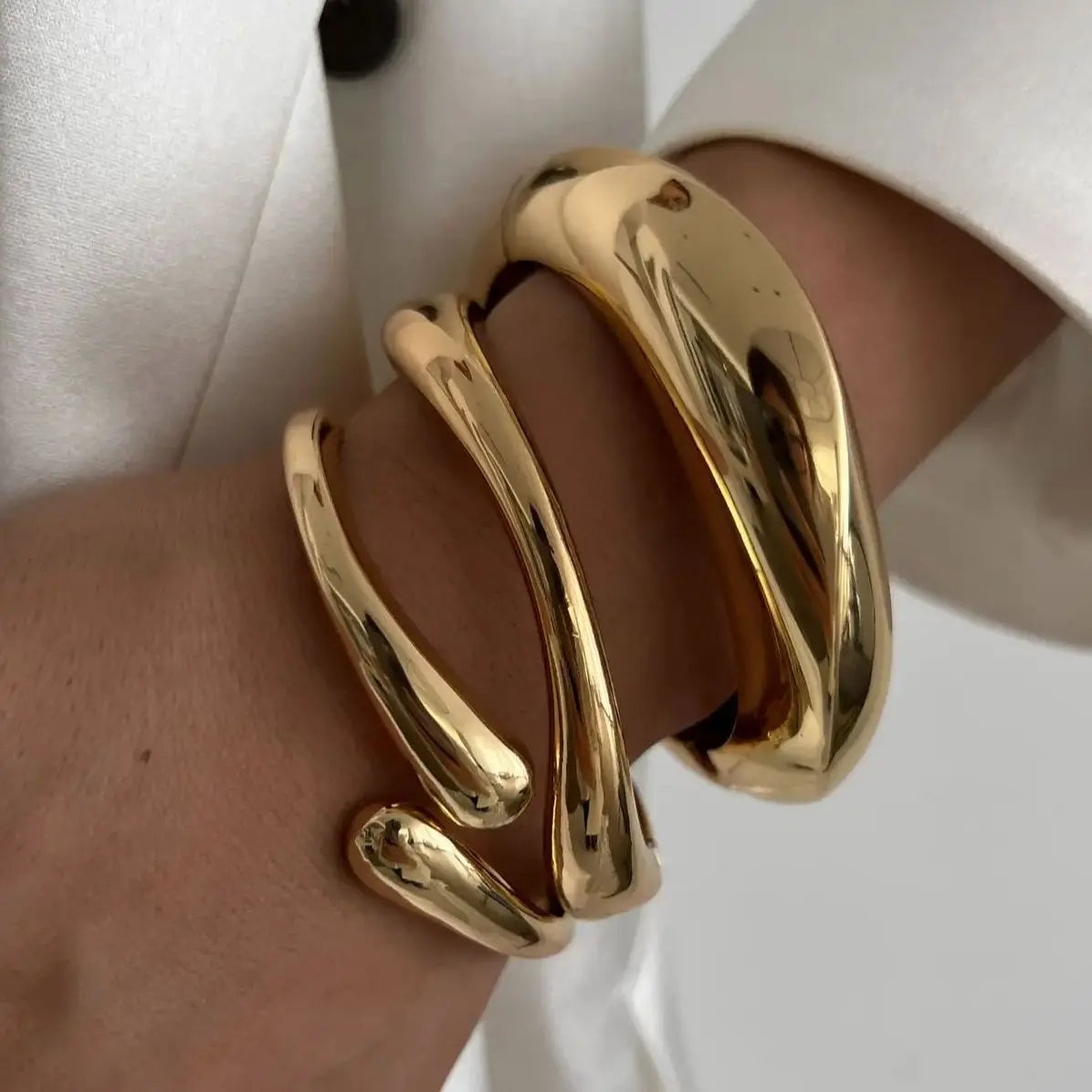 Vintage Hip Hop Metal Cuff Bangles Gold Bracelet