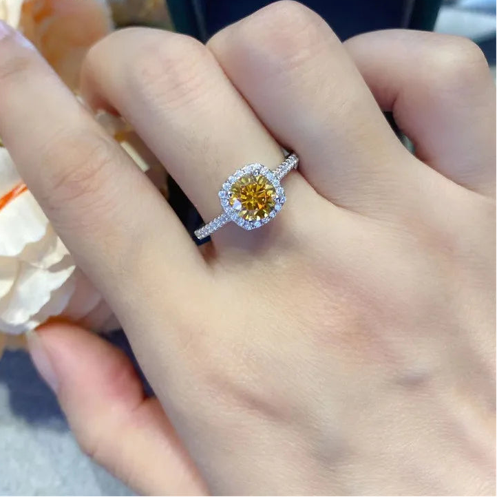 Yellow Moissanite Engagement Ring – 0.5–3CT