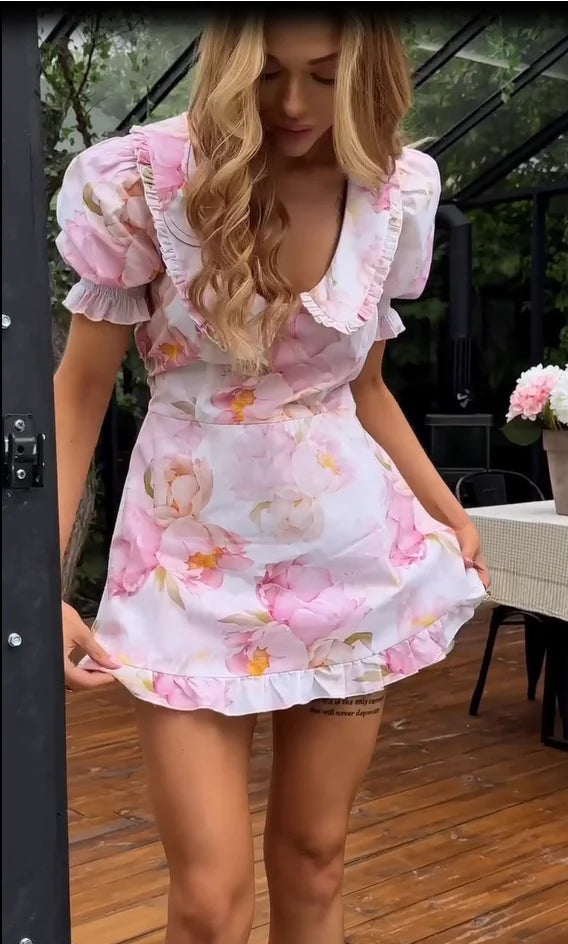 Floral Peter Pan Collar Mini Dress