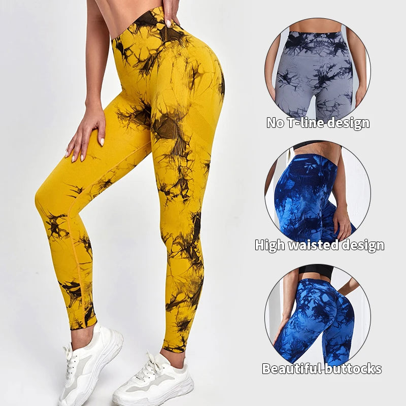 Dye Fitness Leggings Mulheres Cintura Alta Push Up