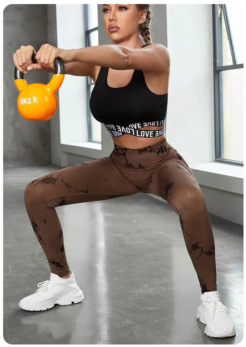 Dye Fitness tajice za žene Push Up s visokim strukom