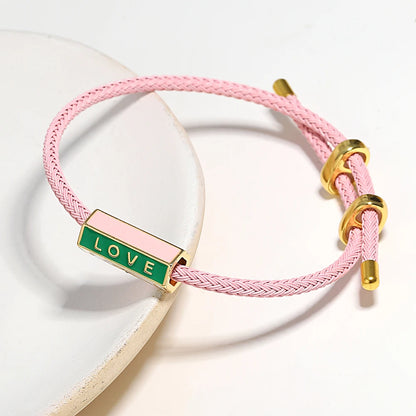 Trendy Red Thread String Bracelets Stainless Steel Gold