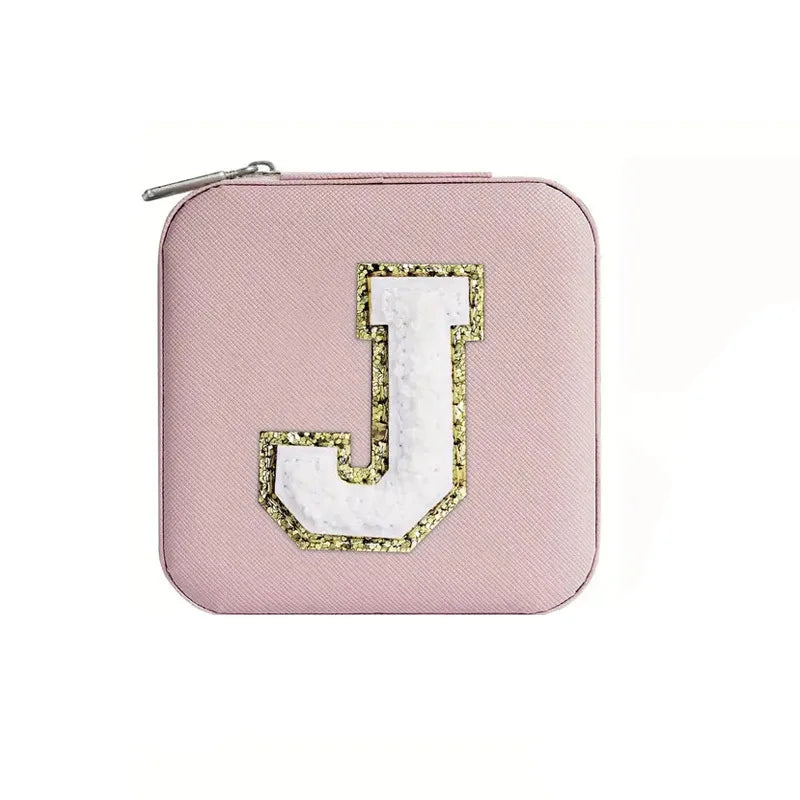 Custom Letter Jewelry Travel Case – Pink Varsity Collection