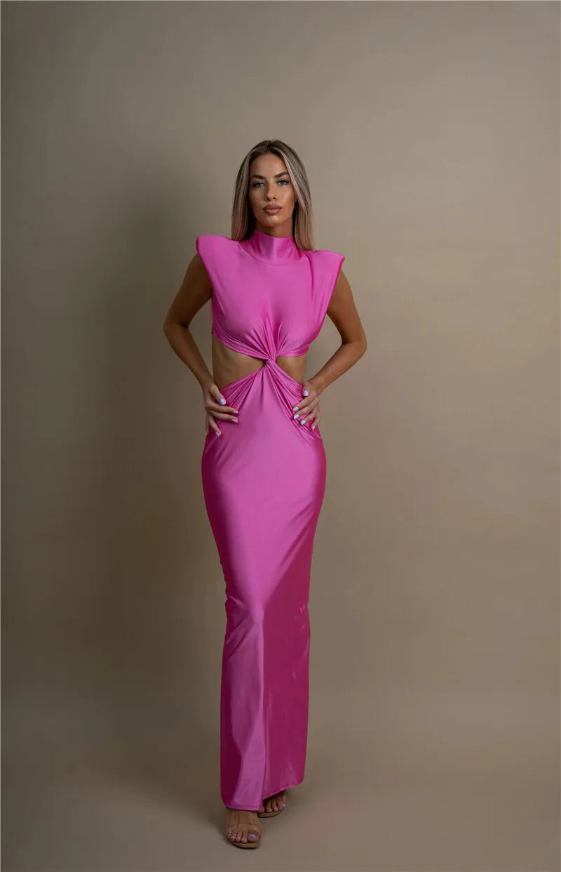 Robe Longue Col Roulé Multicolore