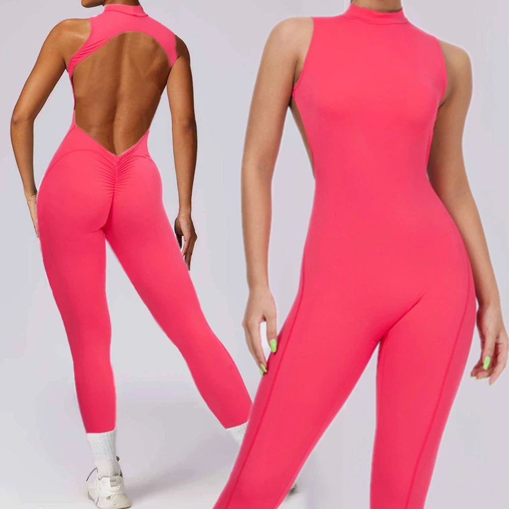 Yoga-Sets, ärmelloser Hosen-Overall für Damen mit Brustpolster