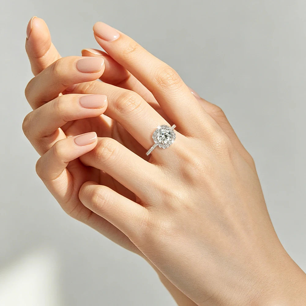 2CT Halo Moissanite Ring – 14K Gold Filled