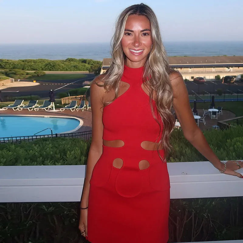 Elegant Halter Cutout Mini Dress