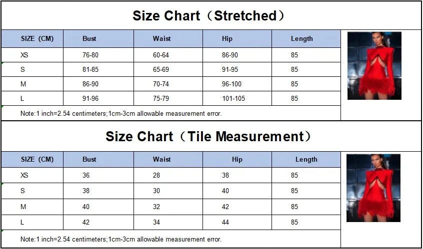 Mini robe bandage rouge à manches longues et plumes perlées