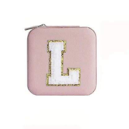 Custom Letter Jewelry Travel Case – Pink Varsity Collection