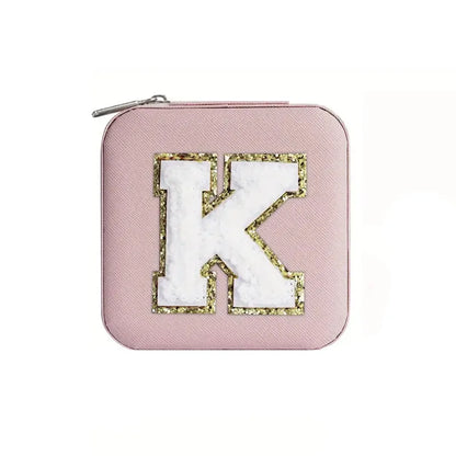 Custom Letter Jewelry Travel Case – Pink Varsity Collection