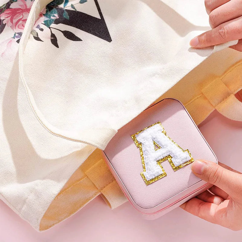 Custom Letter Jewelry Travel Case – Pink Varsity Collection