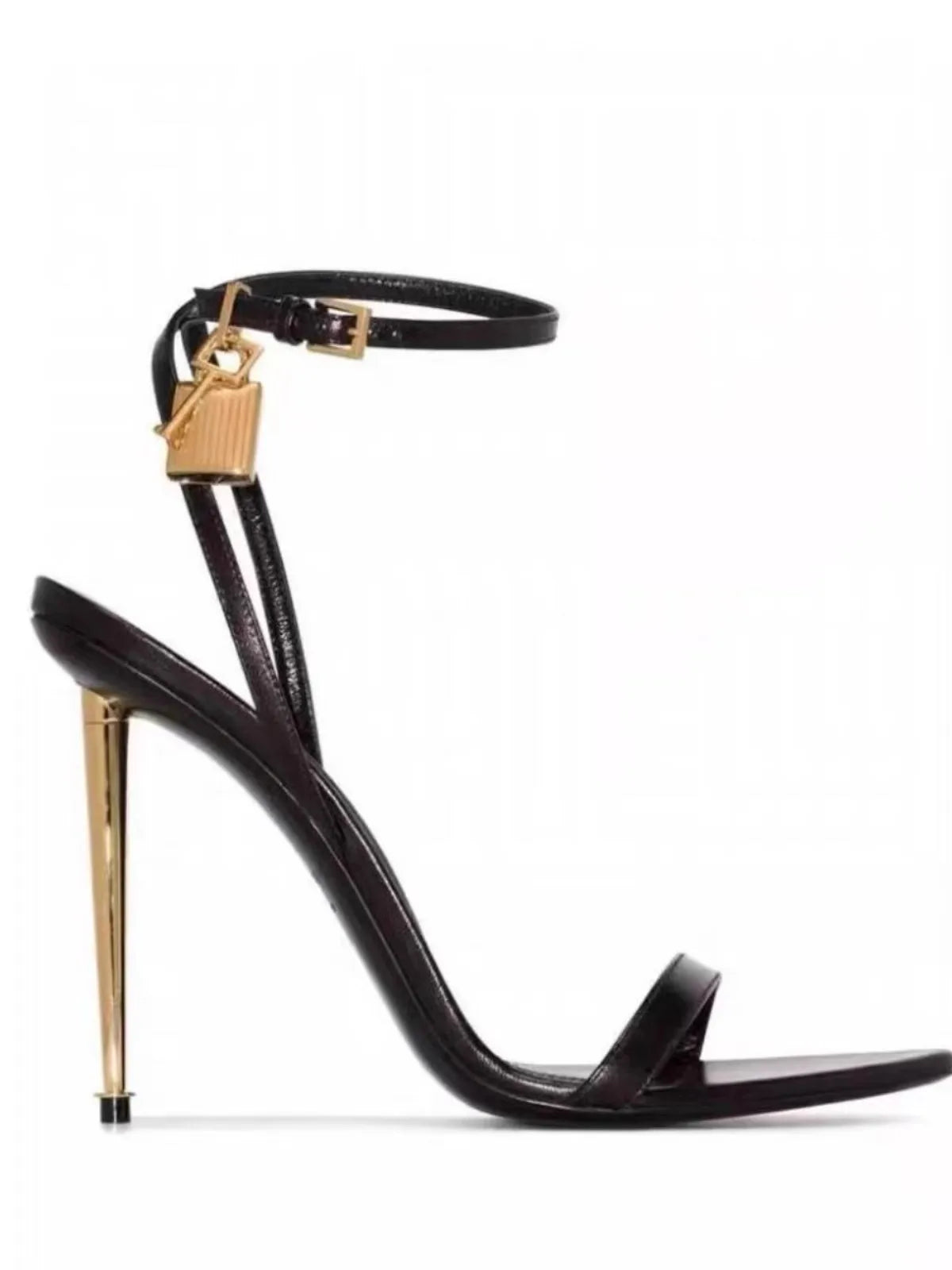 Gold Metal Stiletto with Ankle Lock Buckle