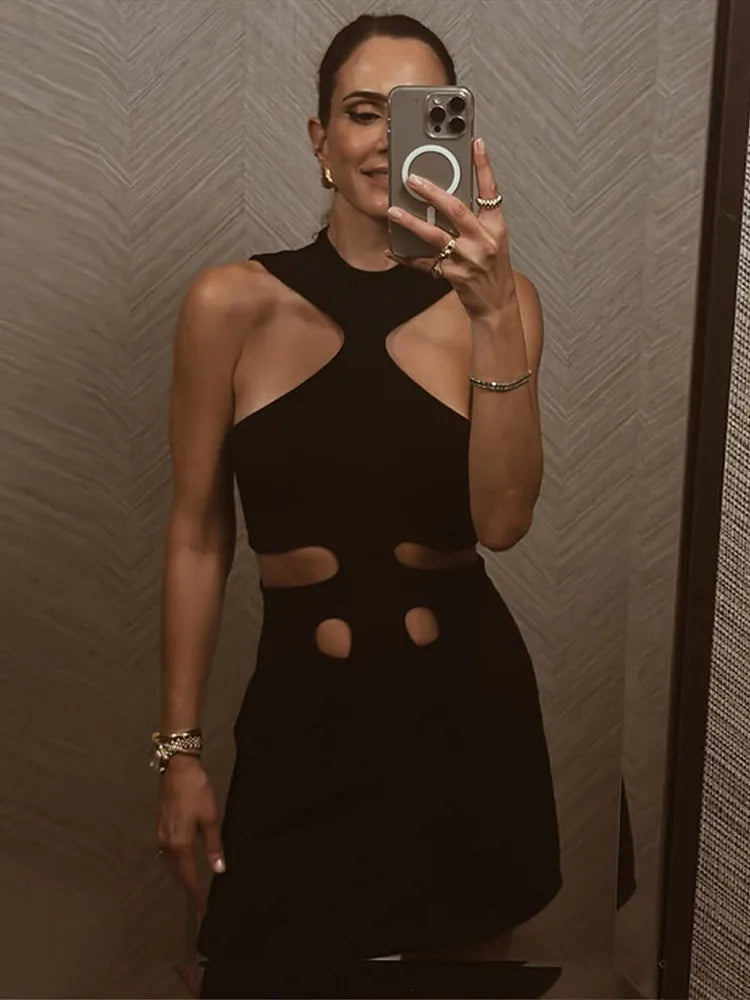 Elegant Halter Cutout Mini Dress