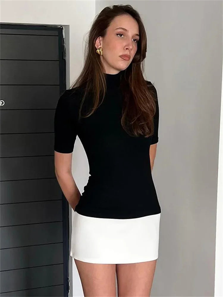 Contrast Black and White Mini Dress